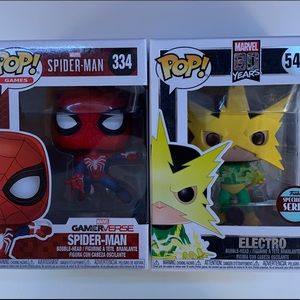 Spider-Man and Electro Funko pop lot